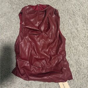 SHEIN Deep Red Faux Leather Fabric